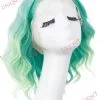 Celebrity Wig Premium Wig - Short Fantasy Green Lace Front Curly Wig