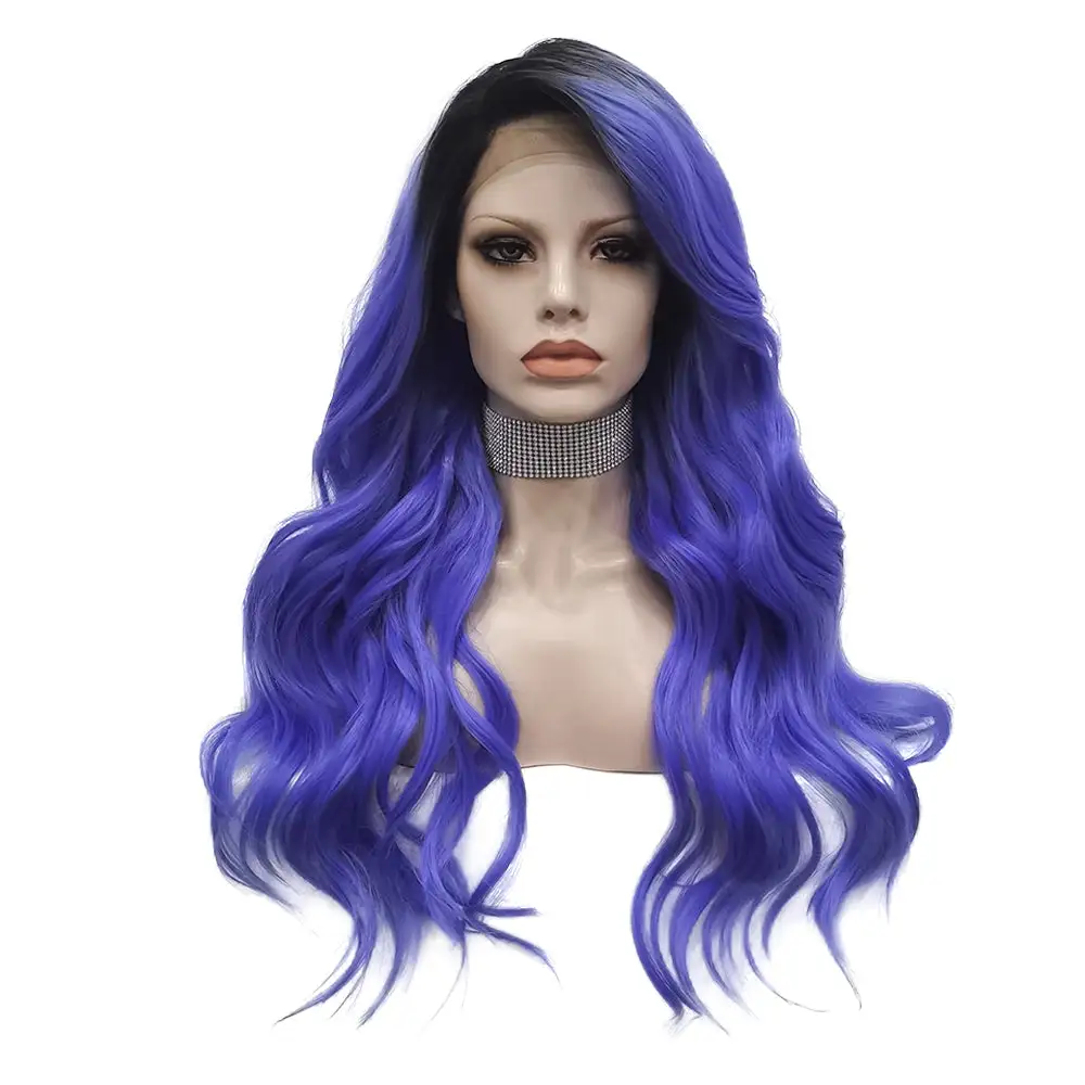 Celebrity Wig Premium Wig - Deep Root Neon Navy Lustrous Long Lace Front Wig