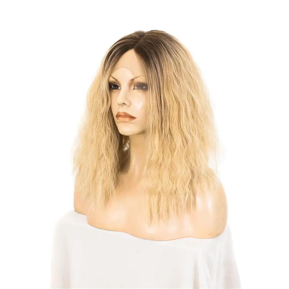 Celebrity Wig Premium Wig - Rooted Honey Blonde In Medium Curl Lace Front Wig - Image 2