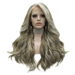 Celebrity Wig Premium Wig - Long Tinsel Grey Ombre Lace Front Wig